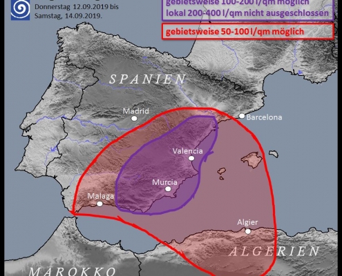 "High-Impact-Wetter": Heftige Regenfälle am westlichen Mittelmeer 18 12 Bild1