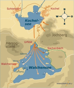 Walchensee Wind, so wehen die Winde für Windsurfer und Kitesurfer