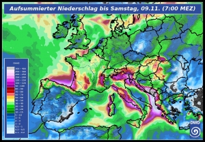 DWD Regenmengen bis Samsdtag