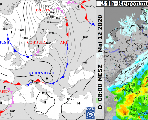 Hoch QUIRINIUS und Tief AKI wirbeln in der deutschen Wetterküche 26 Hoch QUIRINIUS Tief AKI