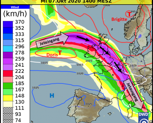 DWD Die Entwicklung von Tief DORIS