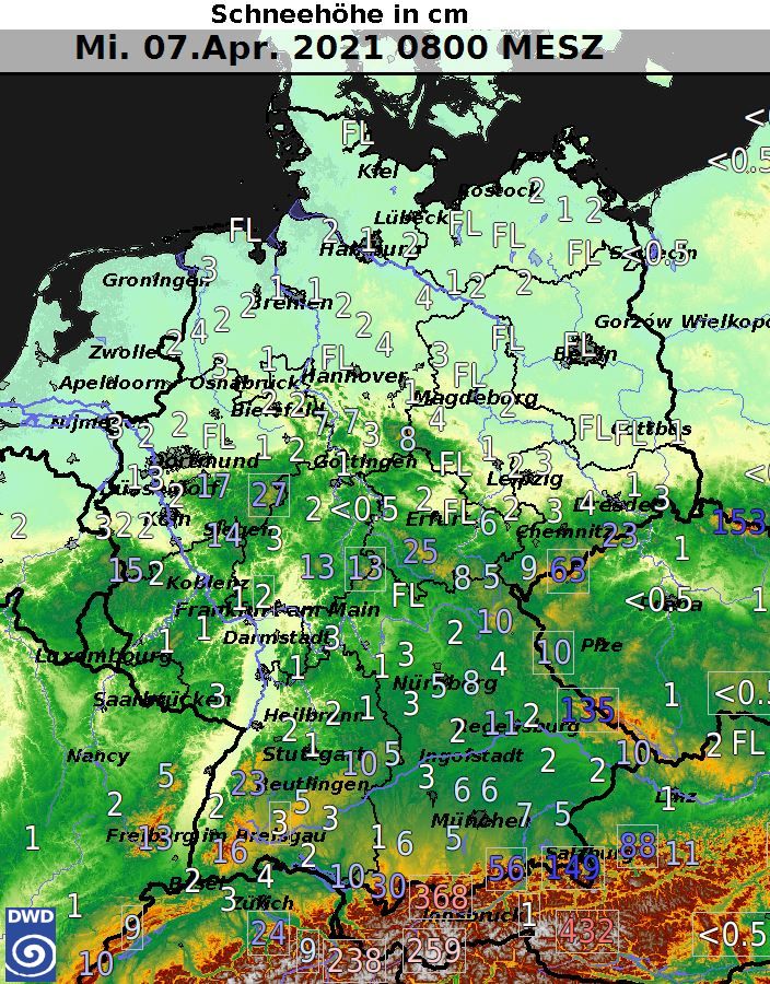 DWD-Wieviel Schnee liegt nun eigentlich in Deutschland