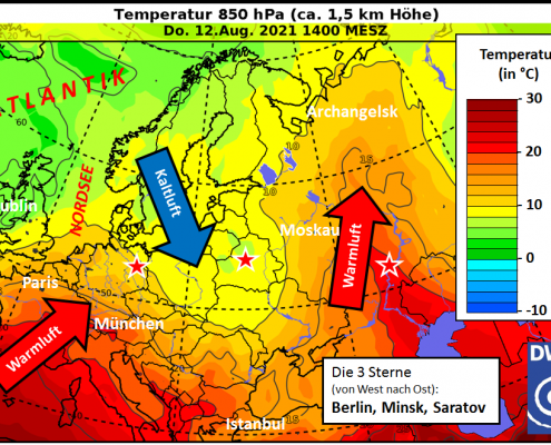 "Wellende" Temperaturverteilung über Europa 20 „Wellende“ Temperaturverteilung über Europa