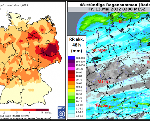 Eine schwache Kaltfront und lokale Gewitter sorgen gebietsweise für Entspannung bei der Waldbrandgefahr 10 DWD Eine schwache Kaltfront und lokale Gewitter sorgen gebietsweise fuer Entspannung bei der Waldbrandgefahr