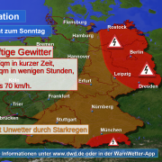 DWD Tief Ornella bringt kraeftige Gewitter mit Starkregen