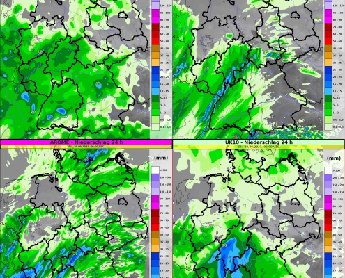 DWD Modellvergleich wo gibt es Regen und Gewitter
