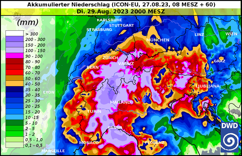 DWD Dauerregen hat den Alpenraum im Griff 1