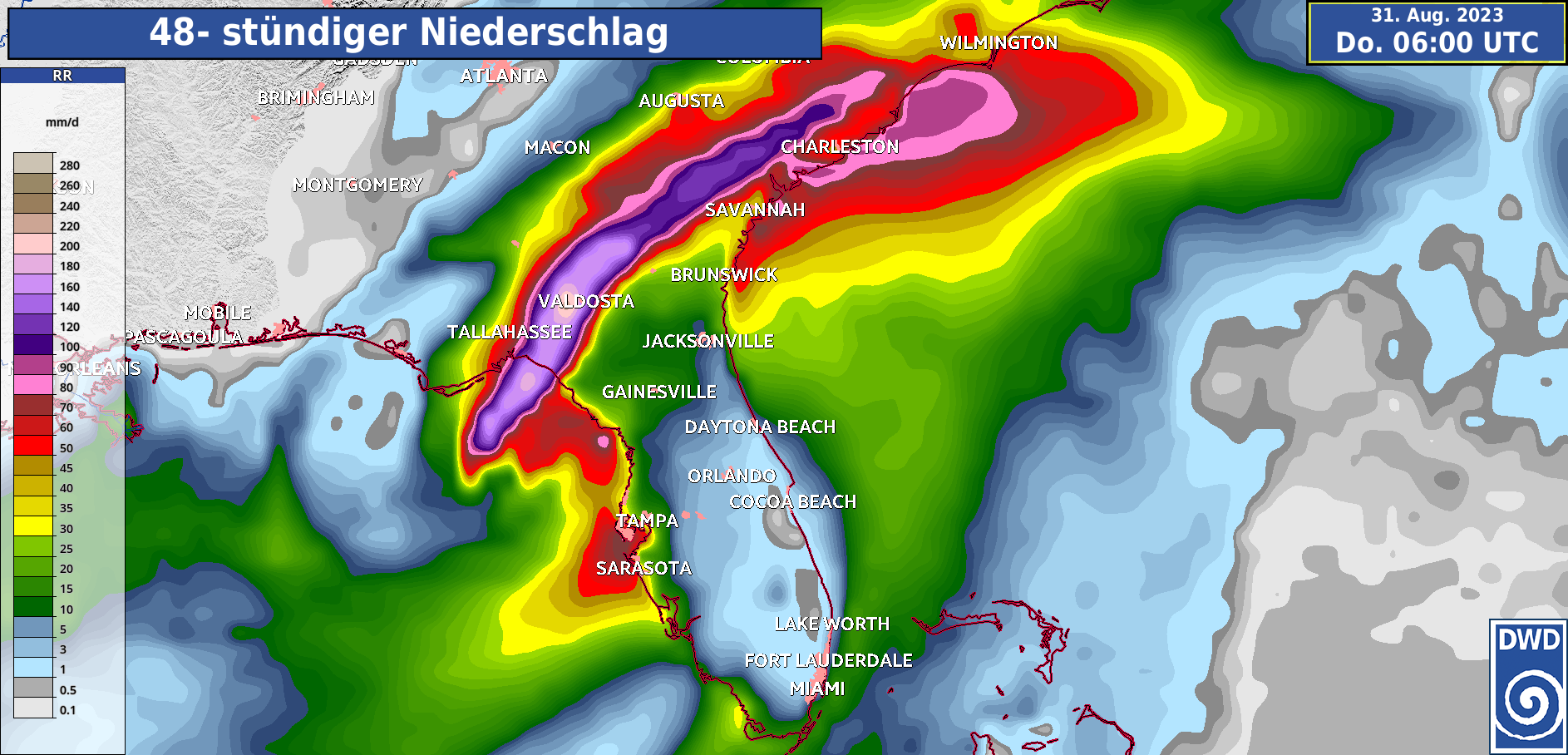 DWD Hurrikan IDALIA trifft auf Florida 2