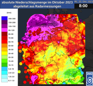 DWD Regional viel Regen im Oktober