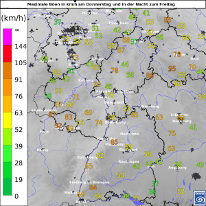 DWD Starke Gewitter und Dauerregen 4