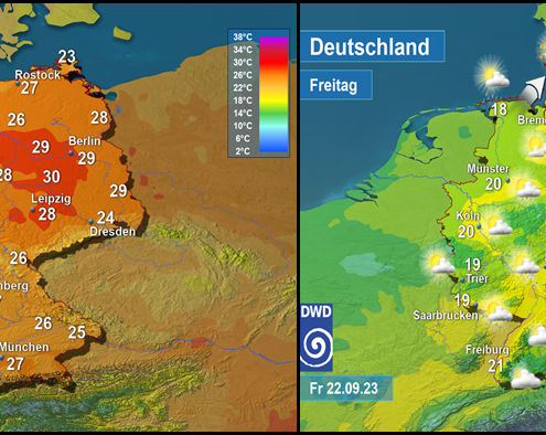 DWD Starke Gewitter und Dauerregen