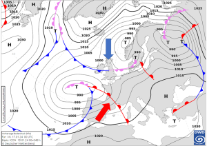 DWD Unwetter durch Luftmassengrenzen