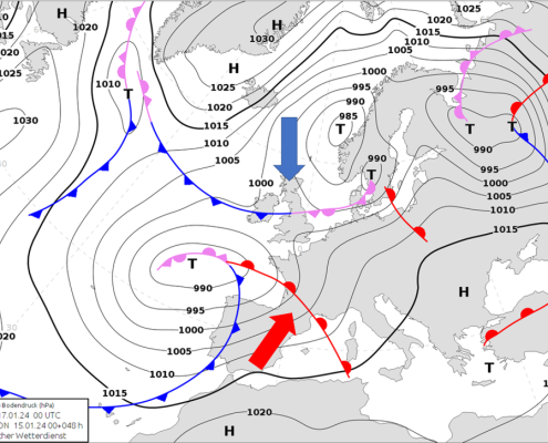 DWD Unwetter durch Luftmassengrenzen