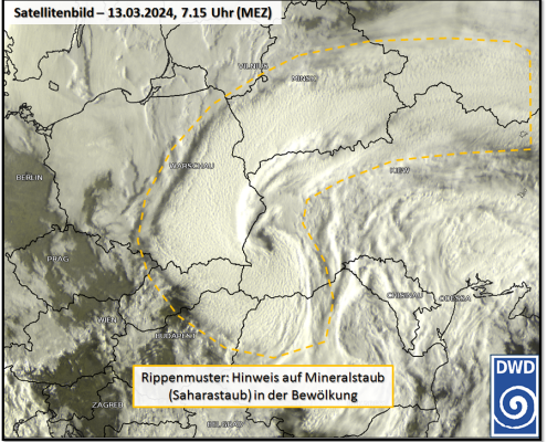 Saharastaub und Wolken - eine optisch sehr ansprechende Kombination 6 DWD Saharastaub und Wolken eine optisch sehr ansprechende Kombination