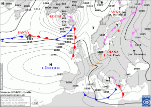 DWD Nordseesturm und Montagsschnee in der Mitte Deutschlands