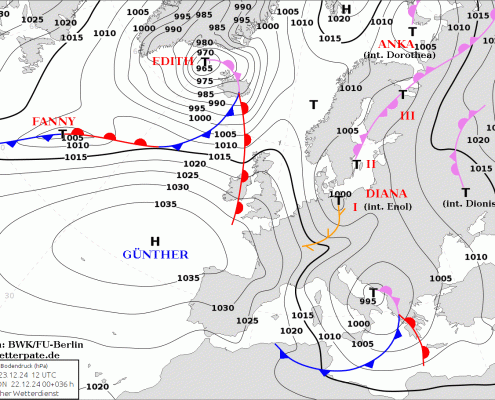 DWD Nordseesturm und Montagsschnee in der Mitte Deutschlands