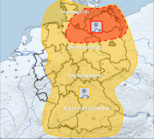 DWD Glatteis am Dienstag