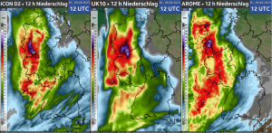 Intensive Regenfaelle ueber dem Westen Deutschlands 2