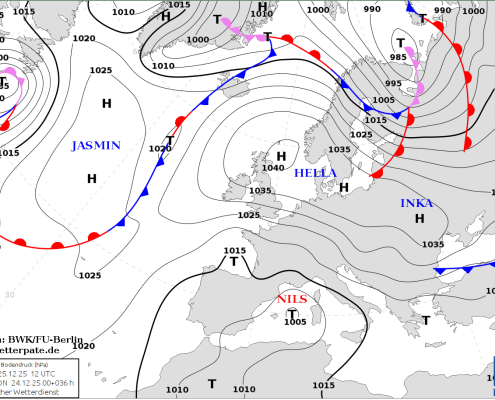 Kaltes Hochdruckwetter praegt Weihnachten