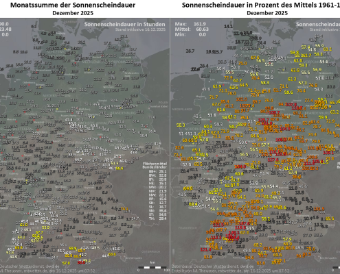 Sonnenscheinbilanz zur Monatsmitte