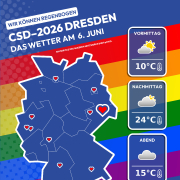 Abwechslungsreiches Wetter für einen bunten CSD am Samstag in Dresden