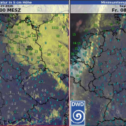DWD 2026-9-25-image-2 Nächtliche Minimumtemperaturen am 25.09.2026 bis 08:00 MESZ, links in 5 cm Höhe und rechts in 2 m Höhe. (Quelle Deutscher Wetterdienst)