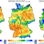 Bodenfeuchte unter Gras in 0–60 cm Tiefe am 30.08. (links), 27.09. (Mitte) und 21.10.2026 (rechts).