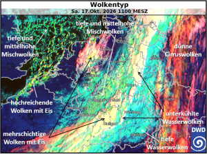 Wolkentyp-RGB-Komposit aus MTG-Satellitenkanälen über Mitteleuropa am 17. Oktober 2026 um 11 Uhr